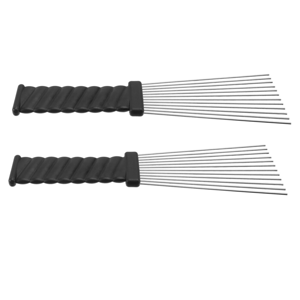 Unisex Black Hairdressing Combs Set For Salon Styling With Afro Hair Pick, Detangling Wet And Dry Hair, 6Pcs