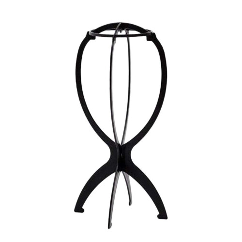 Foldable Plastic Wig Stand for Drying and Styling, Lightweight Mannequin Head Holder Black