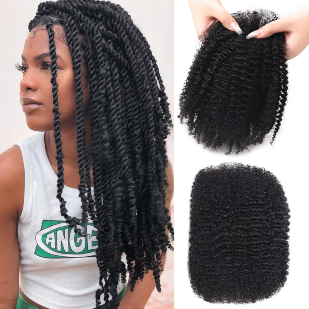 Unisex Black Afro Kinky Human Hair Bulk 14 Inch Natural For Dreadlocks, Loc Extensions And Braids