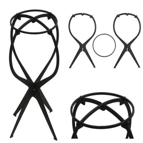 Foldable Plastic Wig Stand for Drying and Styling, Lightweight Mannequin Head Holder Black 1
