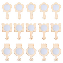 45Stk Holz Handspiegel Beige Zum Bemalen Kinder DIY Schmuck Bastelidee