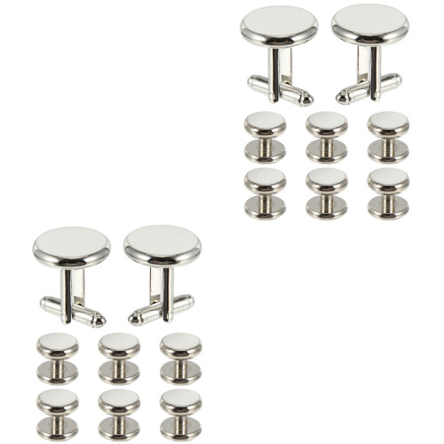 2Sets Weiß Manschettenknöpfe Set Haltbar Für Hemd 1