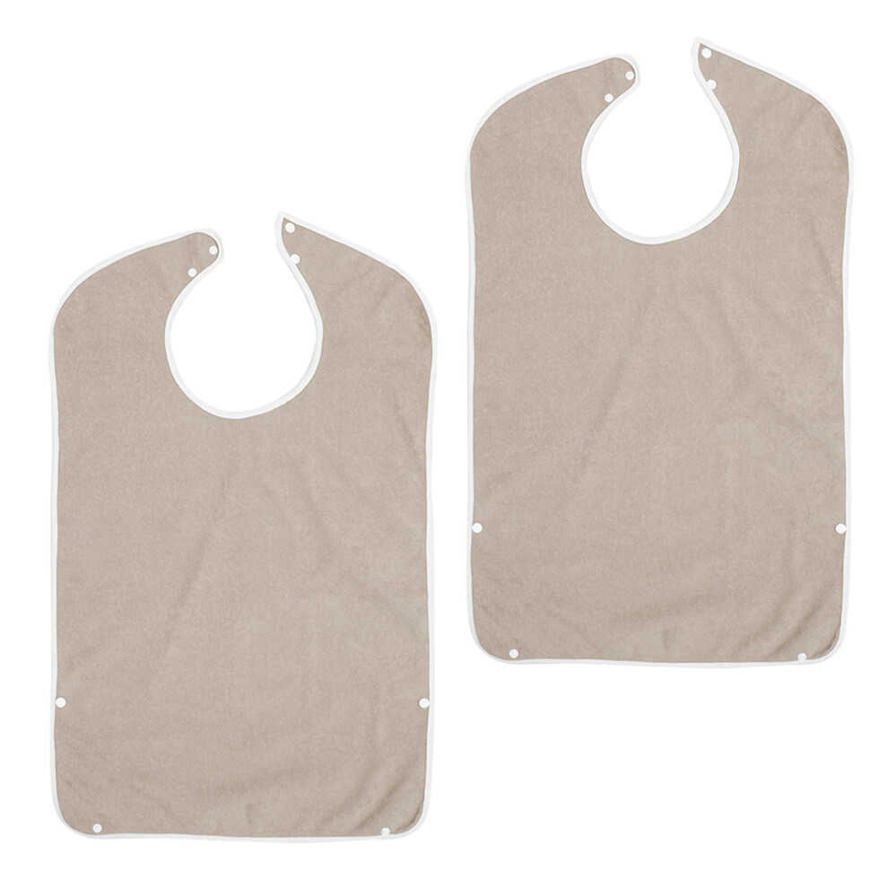 Inoomp Brown 8Pcs Durable Reusable Adult Bibs For Elderly Clothes Protection