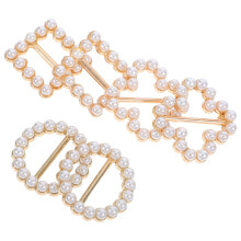 18 Pcs Pearl Rhinestone Silk Scarf Buckle Clips Multicolor Plastic