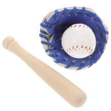5Sets Mini Honkbal Speelset Hout PU Leer Multikleur Decoratie