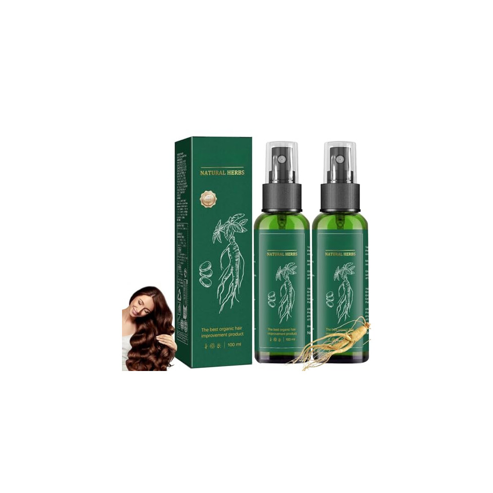 Biotin Keratin Collagen Hair Growth Spray with Ginseng, NonGreasy Hair Thickening Mist, 2 Pcs
