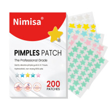 Acne Patches for Face 200Pcs Hydrocolloid Star Pimple Stickers with Tea Tree Oil in 5 Colors