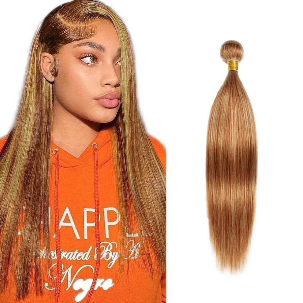 28 Inch Ombre Brazilian Straight Human Hair Bundle P27/30 Two Tone Blonde Brown Virgin Weave