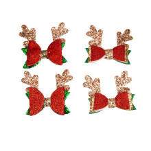 Christmas Hair Clips with Glitter Bows Antler Design for Women and Kids Festive Holiday Accessory