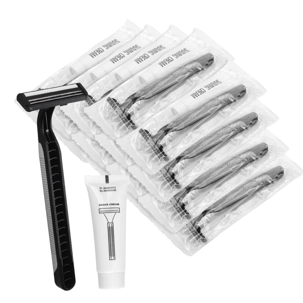 Cream Disposable Razors Bulk Pack Of 30, Individually Wrapped Twin Blade With Shaving For Travel