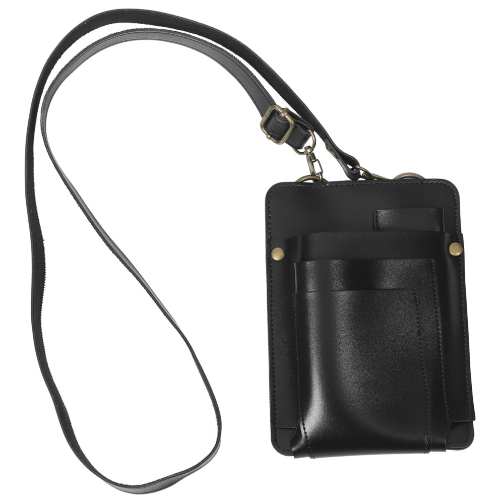 Barber Tool Waist Pouch PU Leather Hairdressing Scissor Holder with Multiple Pockets and Strap