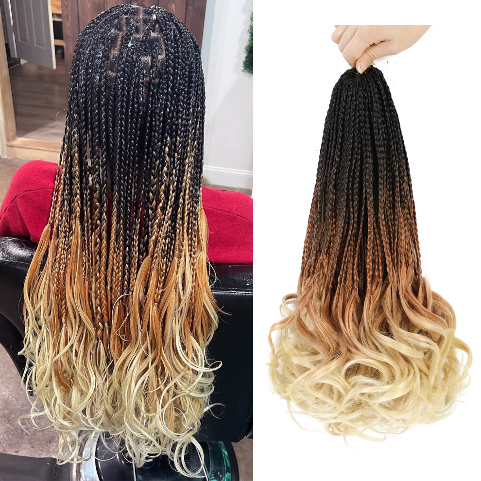 Crochet Braiding Hair Pre Looped French Curl 14 Inch Goddess Box Braids Extensions 1B/30/613