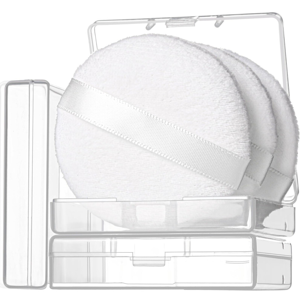 3pcs Setting Powder Puff Set with Case, Soft Fluffy Face Applicators for Loose and Pressed Powder