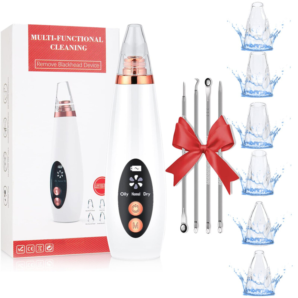 2025 Blackhead Remover Vacuum with Adjustable Suction Levels, 6 Probes, USB Rechargeable Pore Cleaner
