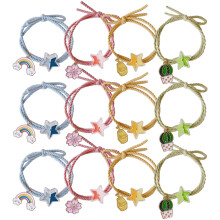 Star Hair Ties Elastic Ponytail Holders with Gentle Fabric Cover, 12pcs Assorted Candy Colors