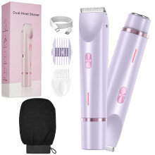 Women's Electric Razor DualHead Waterproof USB Rechargeable Ladies Body Shaver for Legs Bikini