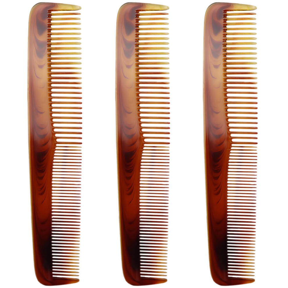 Unisex Yellow Handmade Amber Fine Tooth Hair Comb For Thinning Hair, Beard And Mustache Grooming
