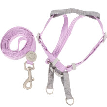 2Sets Katzen-Geschirr Und Leine Aus Polyester, Violett, Ausbruchsicher