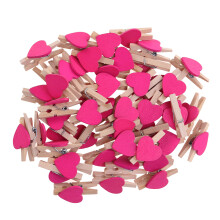 150Pièces Clips Photo Coeur Bois Rose Pour Décorations DIY