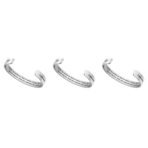3Pcs Durable Titanium Steel Silver Bracelet for Son Personalized Gift 2