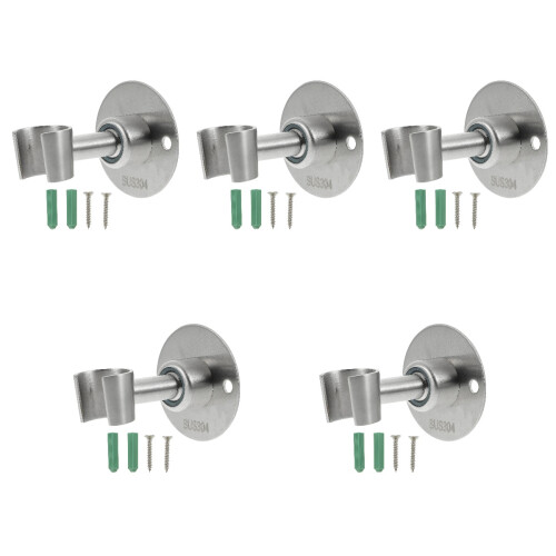 5Pcs Stainless Steel Wall-Mounted Adjustable Shower Head Holder Silver 2