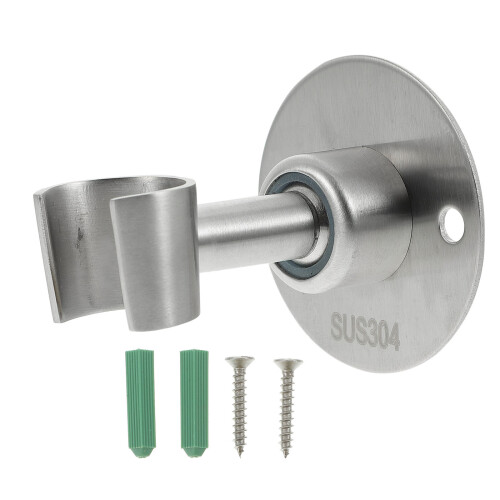 5Pcs Stainless Steel Wall-Mounted Adjustable Shower Head Holder Silver