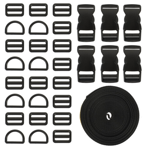2Sets Portable Black Suitcase Strap with Fixing Accessory