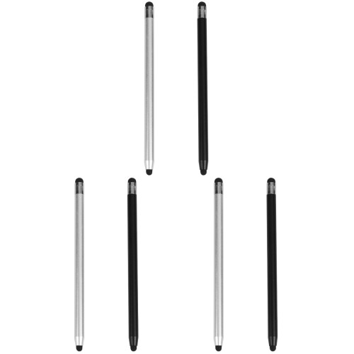 6Pièces Stylus Pen Double Tête Capacitif Pour Noir Argent 1