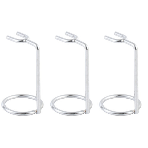 3Pcs Deluxe Silver Brush Holder Double Shaving Stand for Storage 2