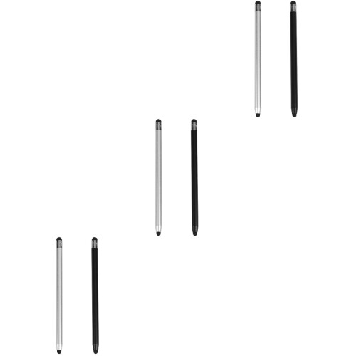 6Pièces Stylus Pen Double Tête Capacitif Pour Noir Argent 2