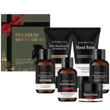 Men's Grooming Kit with Oud Wood and Sandalwood – Luxury Bath and Beard Care Gift Set for Men