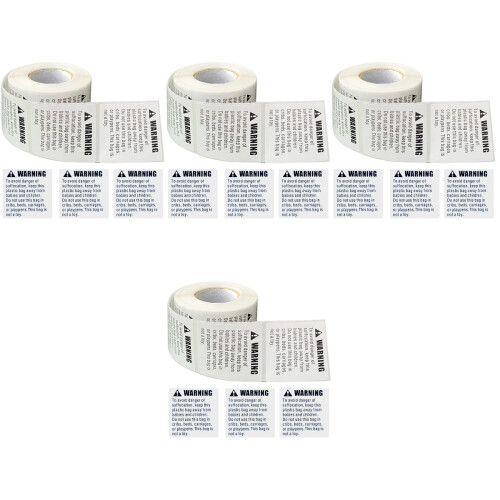4 Rolls Sticker Labels Suffocation Warning Stickers Self-Adhesive 2