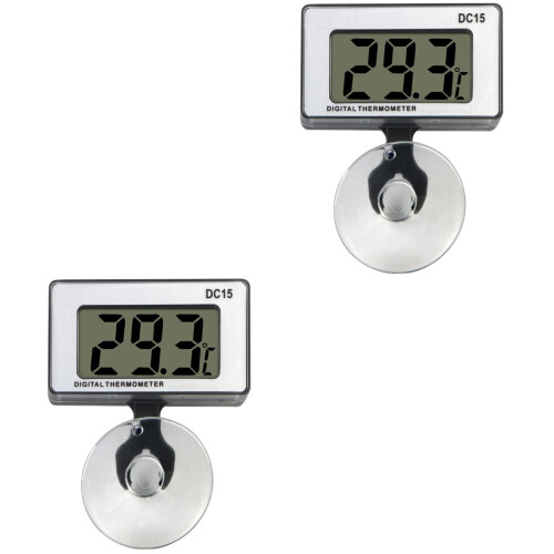 2Pcs Aquarium White LCD Screen Fish Tank Temperature Meter 2