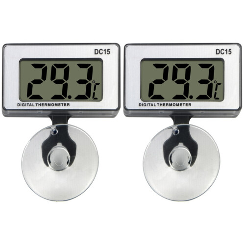 2Pcs Aquarium White LCD Screen Fish Tank Temperature Meter 1