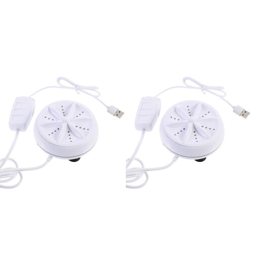 2Pcs Durable Portable Travel Washer Mini Cleaner White USB Powered 2