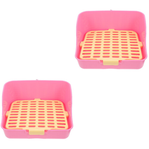 2Pcs Pet Litter Tray Pink Portable Rabbit Potty for Training 2
