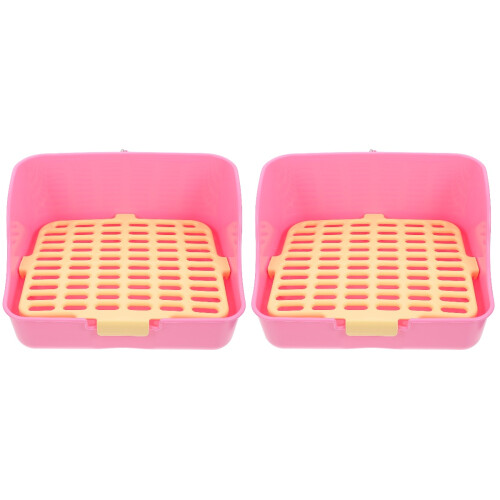 2Pcs Pet Litter Tray Pink Portable Rabbit Potty for Training 1