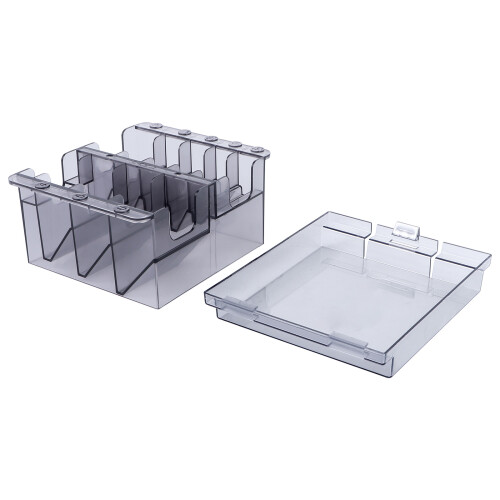 3Pcs Plastic Comb Organizer Grey Durable Storage Box for Barbershop