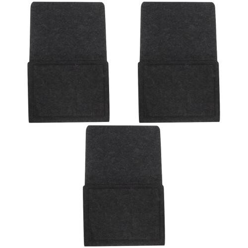 3Pcs Dark Grey Felt Bedside Hanging Storage Bag Organizer 2