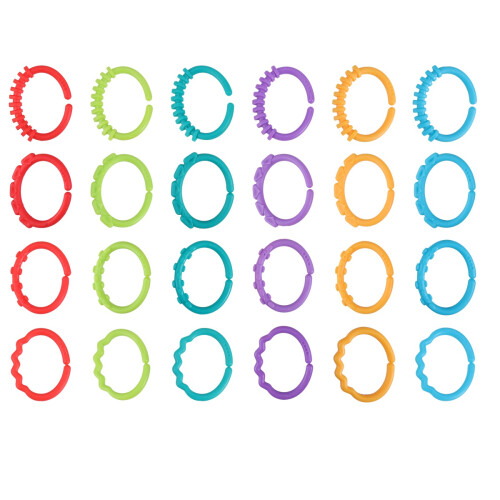 3Pcs Baby Teether Ring Links Assorted Color Rattles Stroller Toys