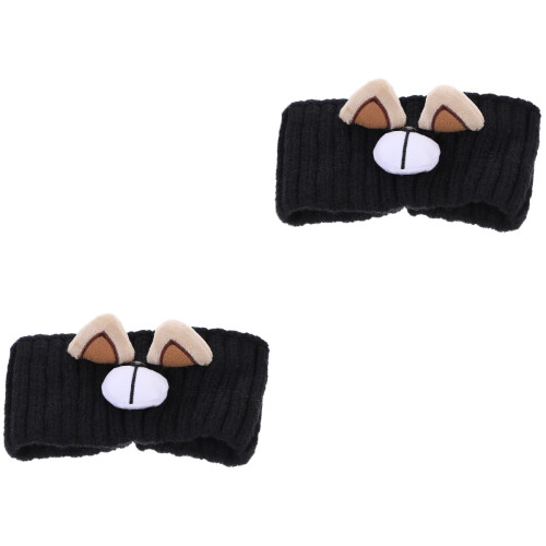 2Stk Modisches Schwarzes Strick Haarband Winddichte Kopfband 2