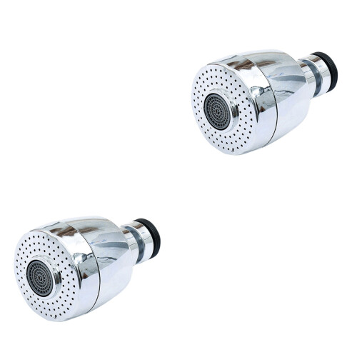2Pcs Silver Splash-Proof Tap Filter with 360 Rotation for Home Sink 2