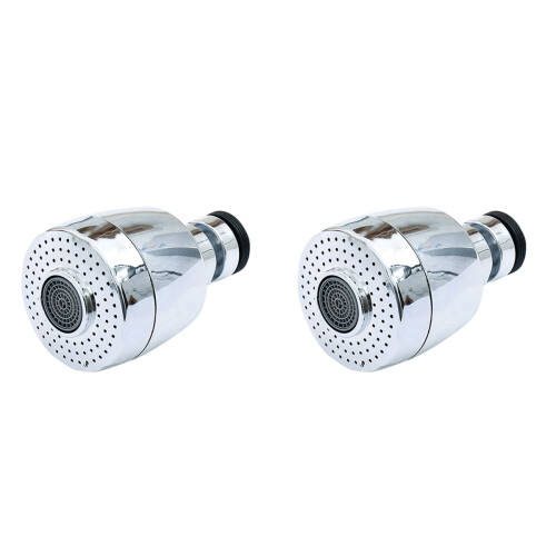 2Pcs Silver Splash-Proof Tap Filter with 360 Rotation for Home Sink 1