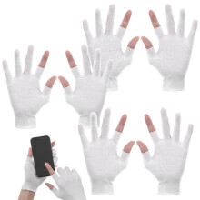 3 Pairs White Fingerless Cotton Moisturizing Gloves, TouchscreenFriendly, Breathable for Sports