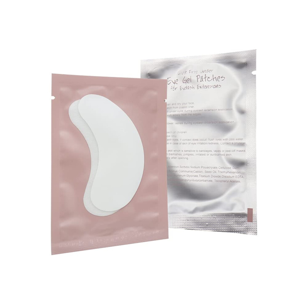 Pink 100 Pairs Under Eye Pads For Eyelash Extensions, Lint Collagen Gel Patches For Lash Application