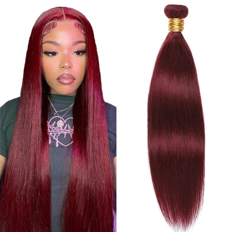 99J Burgundy Brazilian Human Hair Bundles Straight Weave 24 Inch Virgin Extensions