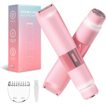 Electric Bikini Trimmer and Women's Shaver, 2 in 1 IPX7 Waterproof Rechargeable LED Hair Remover Light Pink