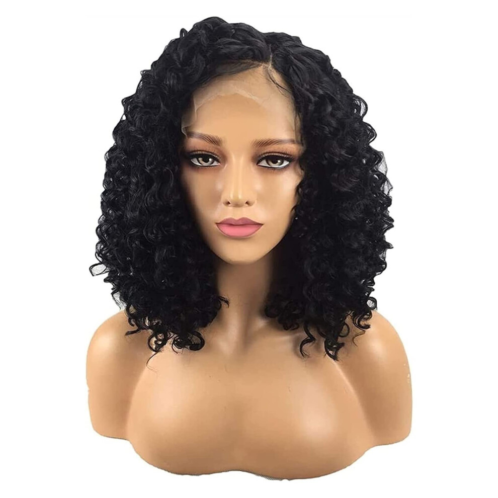 Unisex Black 24 Inch Curly Afro Wig For Women, Synthetic Heat Resistant Fiber With Natural Scalp