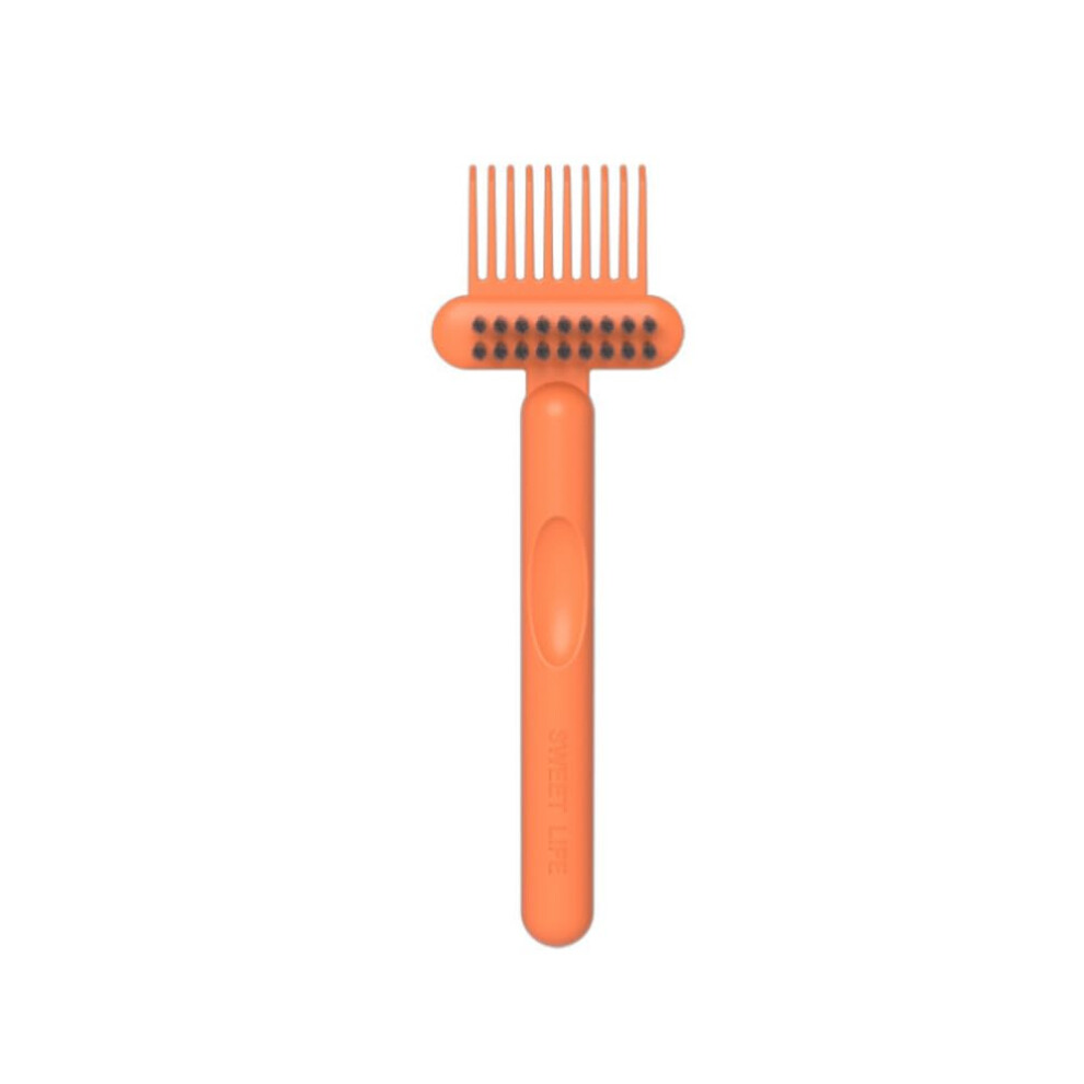 Orange Hair Brush Cleaner Tool For Quick Hair Removal And Comb Maintenance 2In1