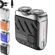 Electric Shaver for Men with DualHead Magnetic Blades, USB Rechargeable Pocket Travel Razor (Black)